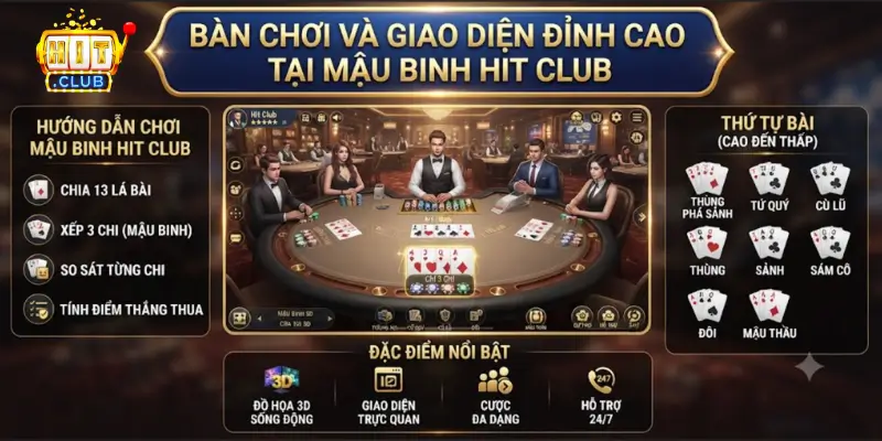 Bàn chơi và giao diện đỉnh cao tại Mậu Binh Hit Club