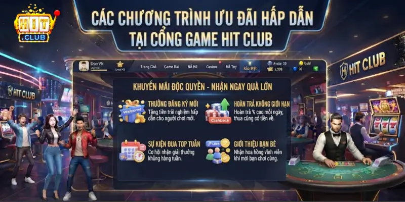Các chương trình ưu đãi hấp dẫn tại cổng game Hit Club