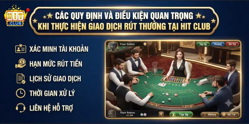 Các quy định và điều kiện quan trọng khi thực hiện giao dịch rút thưởng tại Hit Club