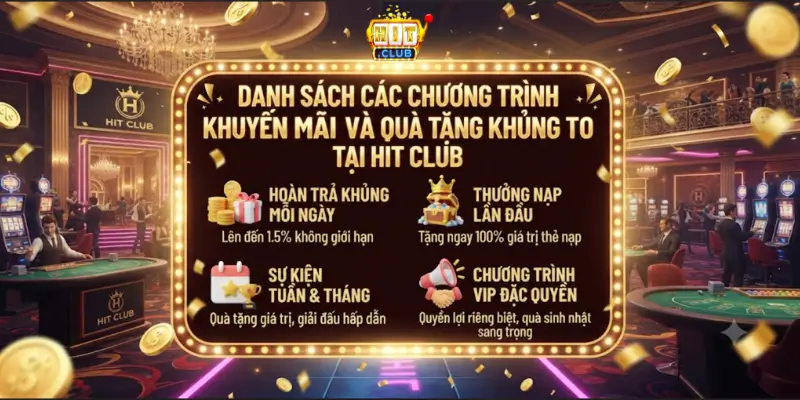 Danh sách các chương trình khuyến mãi và quà tặng khủng tại Hit Club