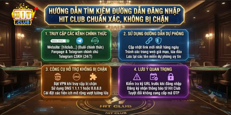 Hướng dẫn tìm kiếm đường dẫn đăng nhập Hit Club chuẩn xác, không bị chặn